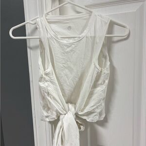 Lululemon Athletica Cream Sleeveless Tie-Front Tank